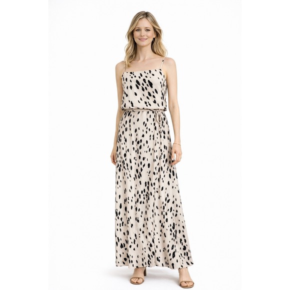 Reformation Dresses & Skirts - Reformation Dress Size 6 Animal Print Maxi  Spaghetti Strap Faux Wrap Skirt